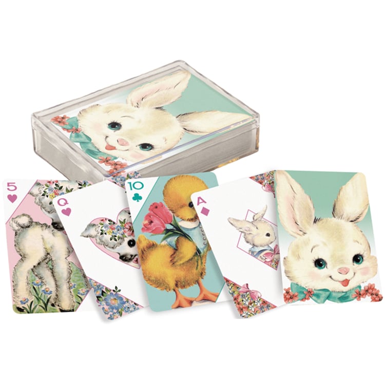 Primitives By Kathy Bunny Friends Playing Cards