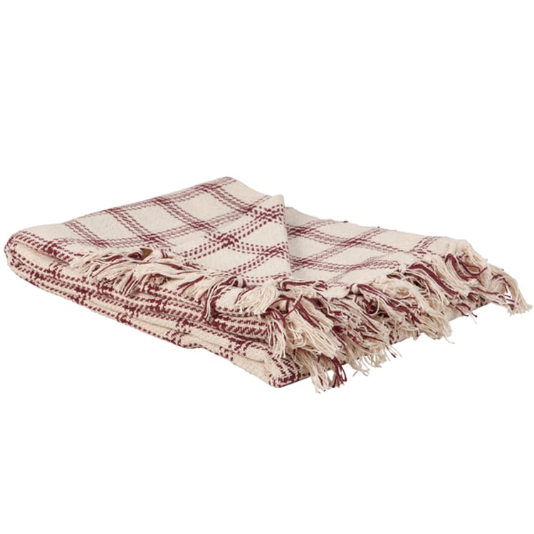 primitives by kathy Burgundy Plaid Throw