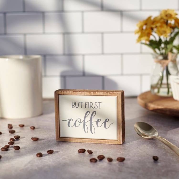 Primitives By Kathy But First Coffee Box Sign Mini