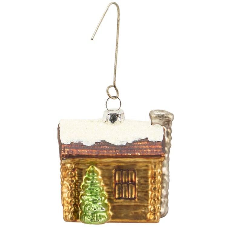 Primitives By Kathy Cabin Glass Ornament