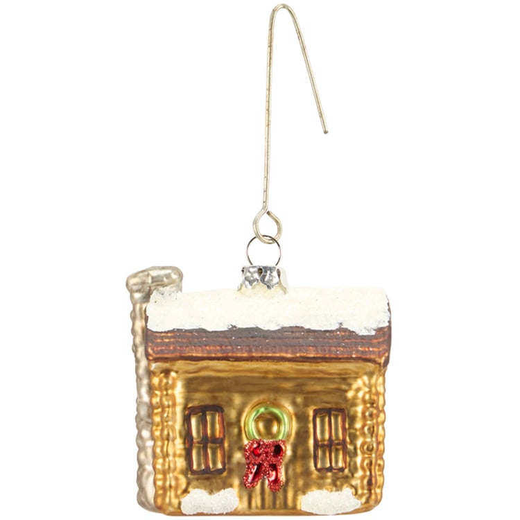 Primitives By Kathy Cabin Glass Ornament