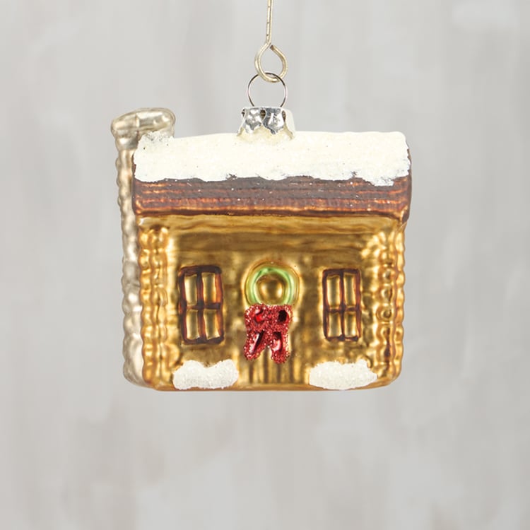 primitives by kathy Cabin Glass Ornament