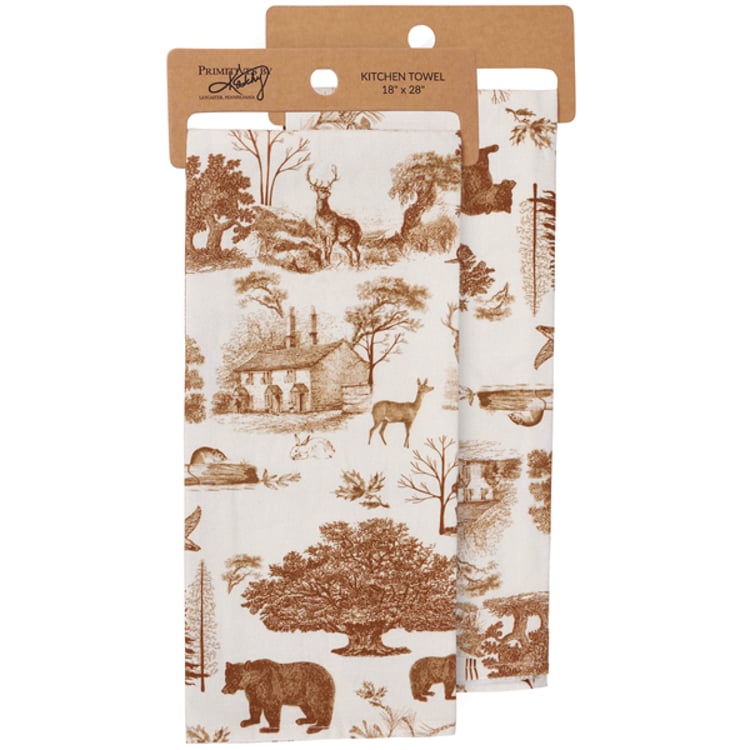 primitives by kathy Cabin Toile Kitchen Towel