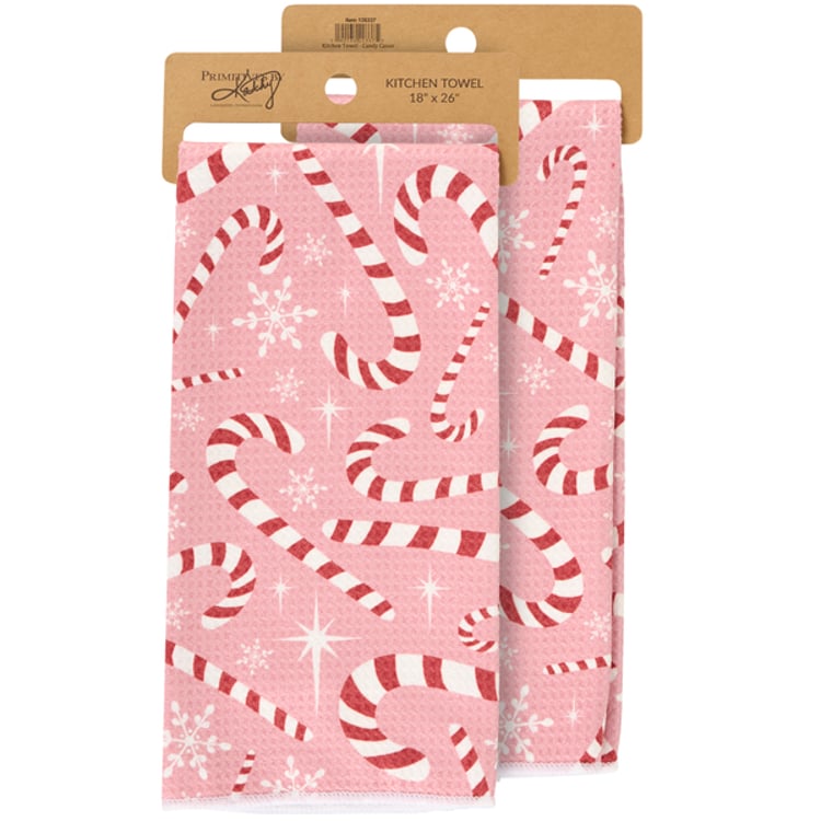 primitives by kathy Candy Canes Kitchen Towel