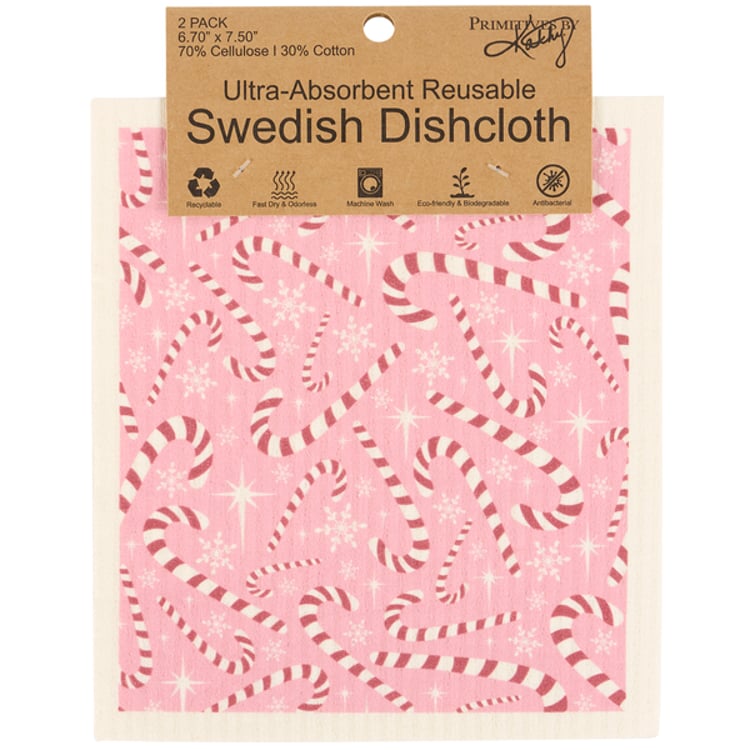 Primitives By Kathy Candy Canes Swedish Cloth Set