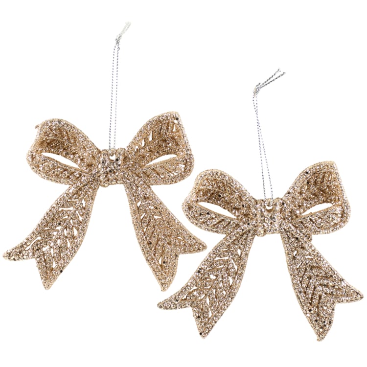 Primitives By Kathy Champagne Bows Ornament Set