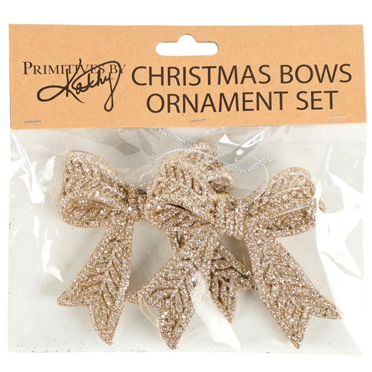 Primitives By Kathy Champagne Bows Ornament Set