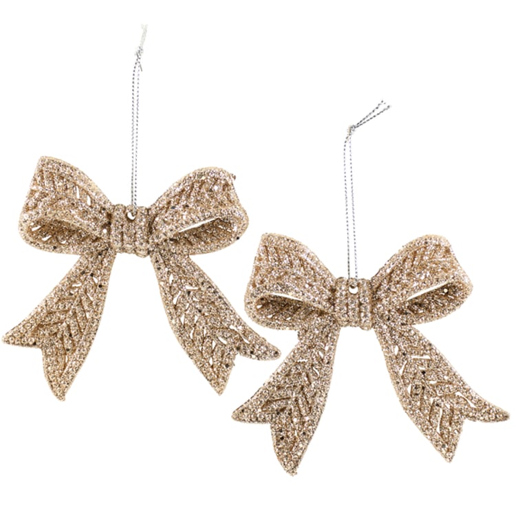 primitives by kathy Champagne Bows Ornament Set