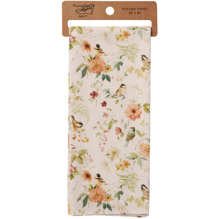 Primitives By Kathy Chickadee Floral Kitchen Towel
