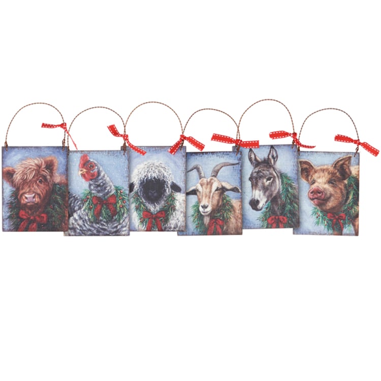 Primitives By Kathy Christmas Animal Ornament Set