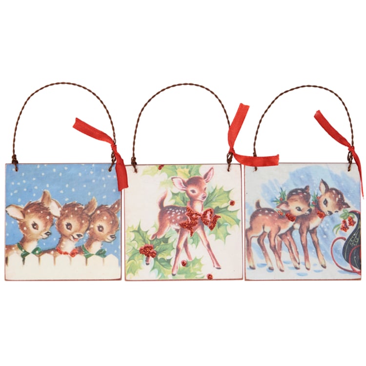 primitives by kathy Christmas Deer Ornament Set