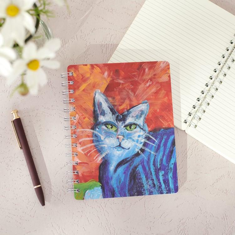 Primitives By Kathy Colorful Cat Spiral Notebook