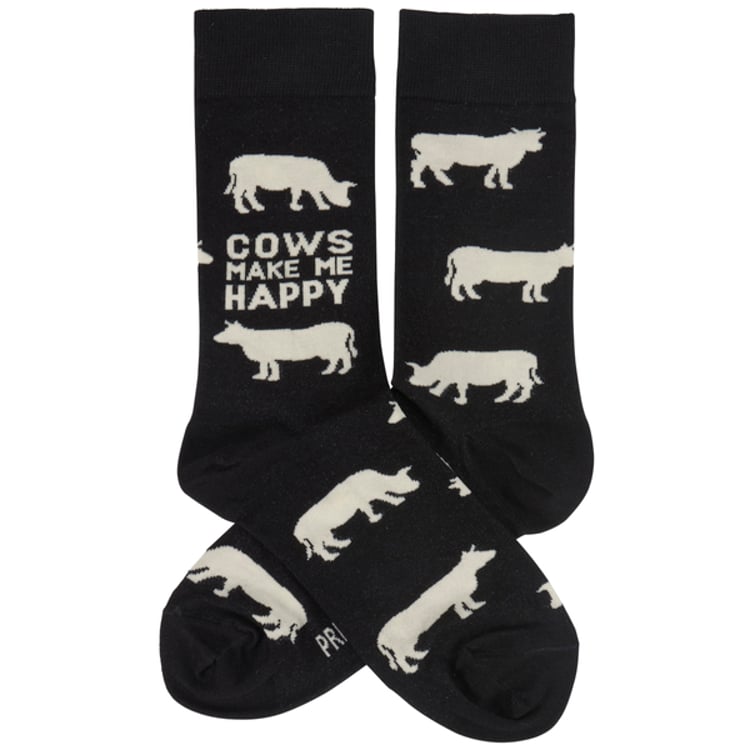 Primitives By Kathy Cows Make Me Happy Socks
