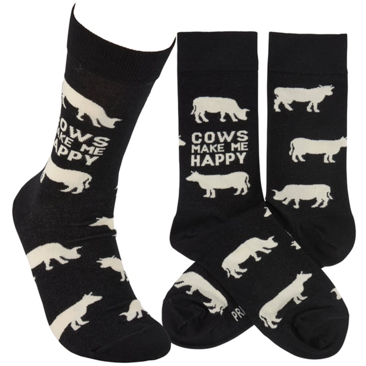 primitives by kathy Cows Make Me Happy Socks