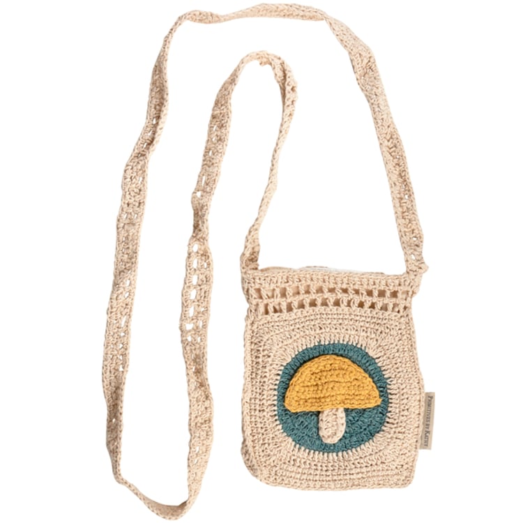 primitives by kathy Crochet Mushroom Crossbody Bag