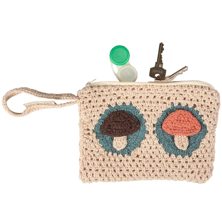 Primitives By Kathy Crochet Mushrooms Wristlet