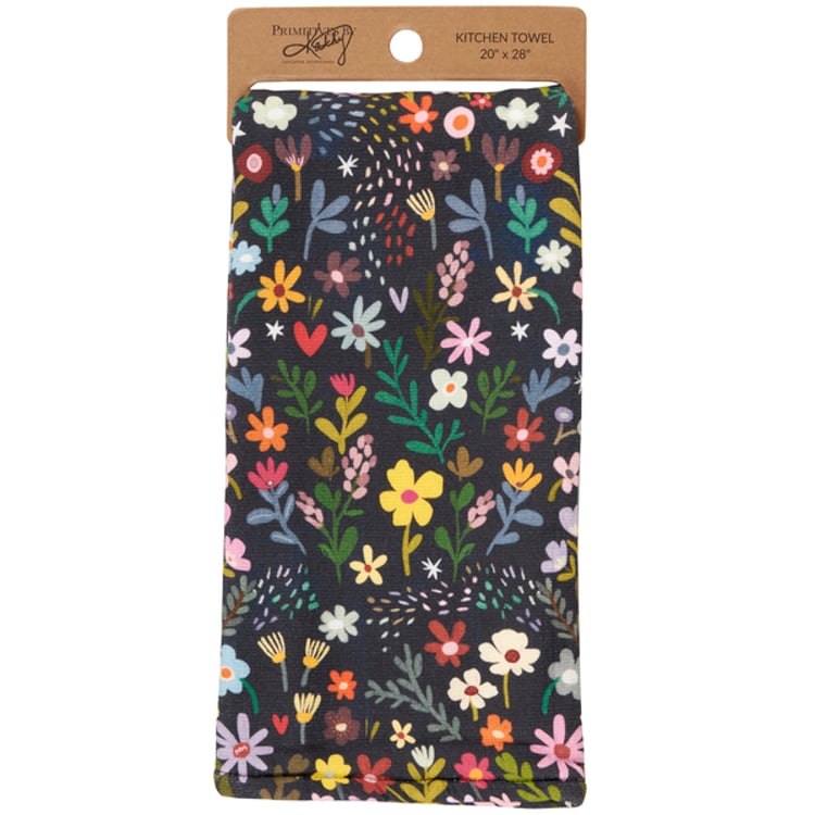 Primitives By Kathy Dark Floral Kitchen Towel