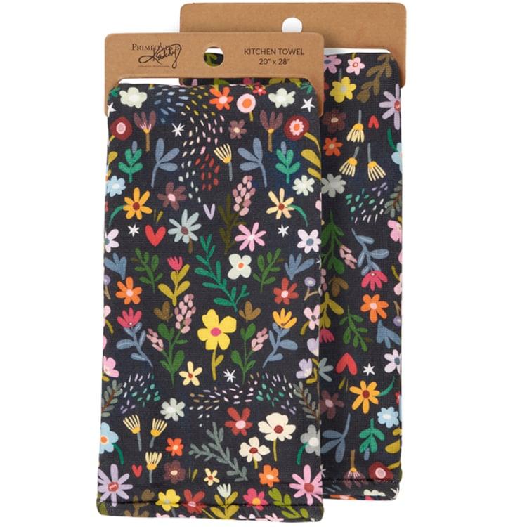 primitives by kathy Dark Floral Kitchen Towel