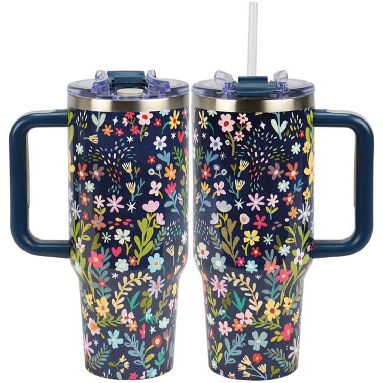 Primitives By Kathy Dark Florals Travel Mug