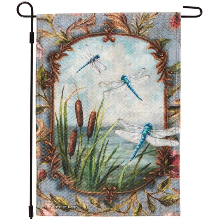 primitives by kathy Dragonflies Garden Flag
