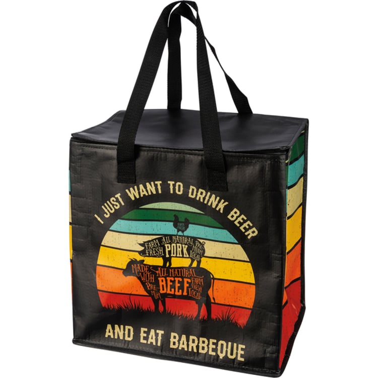 primitives by kathy Eat Barbeque Insulated Tote