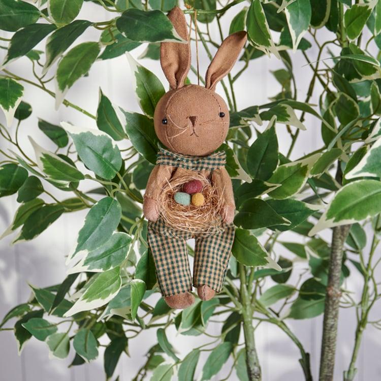 Primitives By Kathy Egg Basket Bunny Ornament
