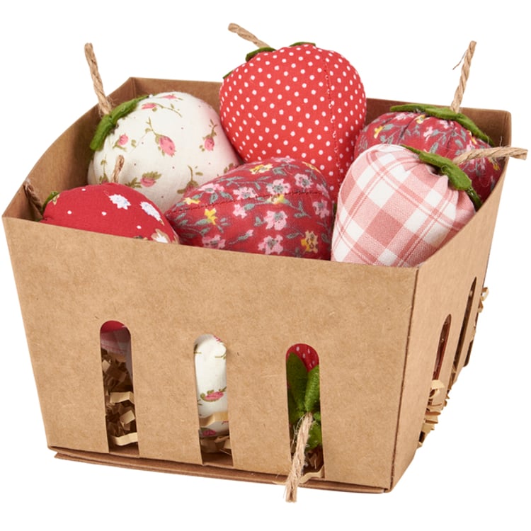 primitives by kathy Fabric Strawberries In Basket