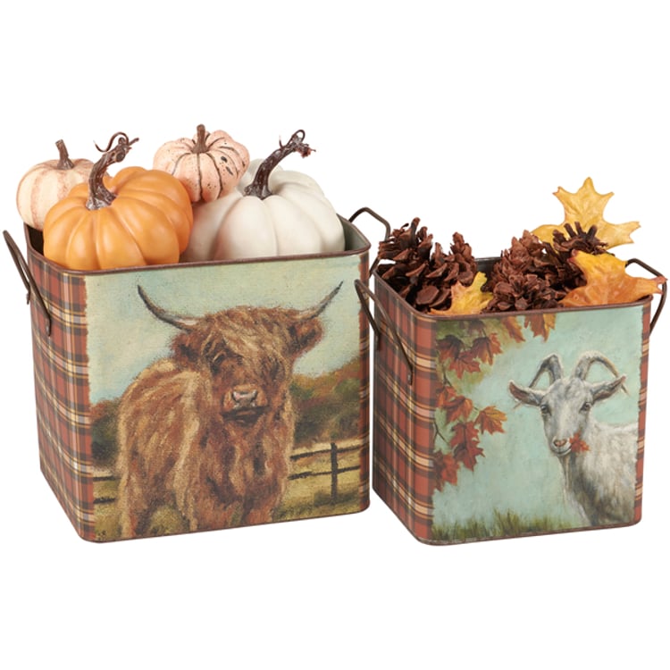 Primitives By Kathy Fall Farm Friend Bin Set