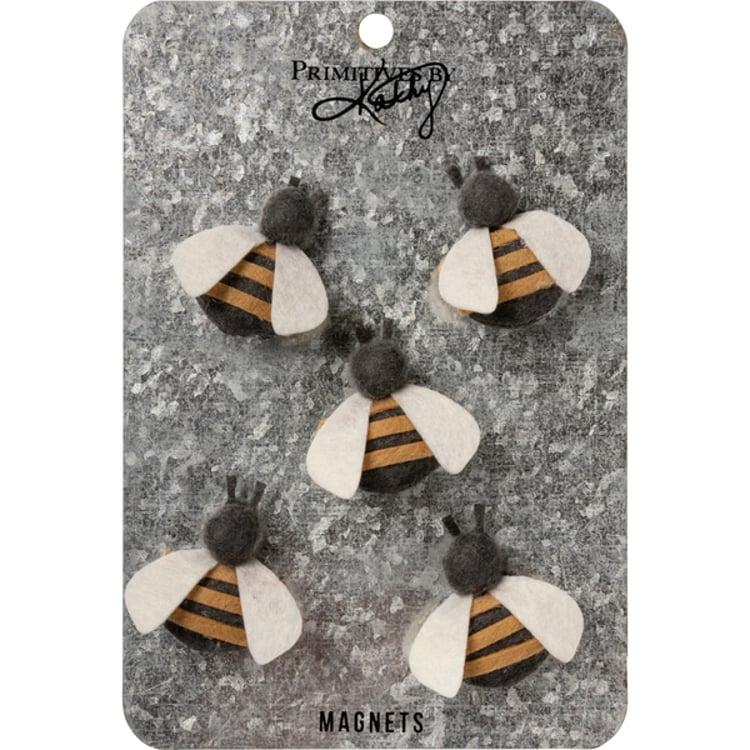 primitives by kathy Felted Bees Magnet Set