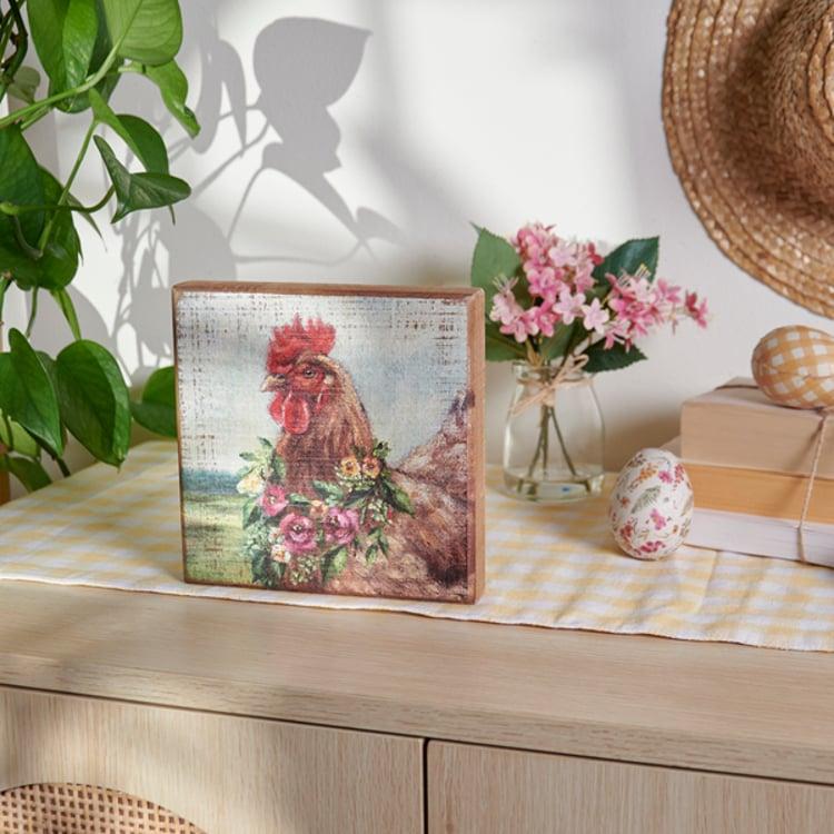 Primitives By Kathy Floral Chicken Block Sign