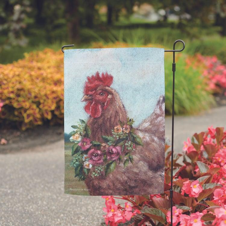Primitives By Kathy Floral Chicken Garden Flag