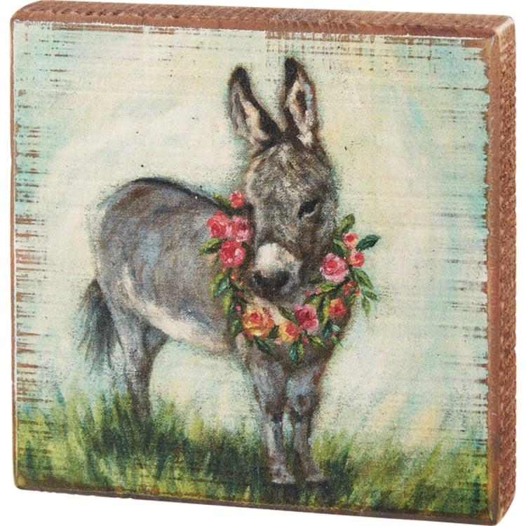 primitives by kathy Floral Donkey Block Sign