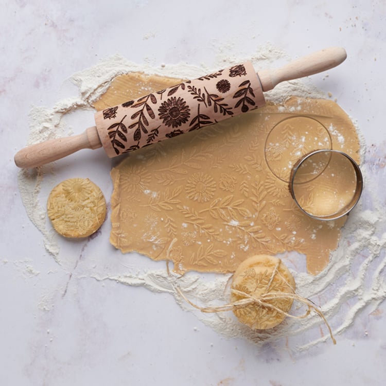 Primitives By Kathy Floral Embossed Rolling Pin
