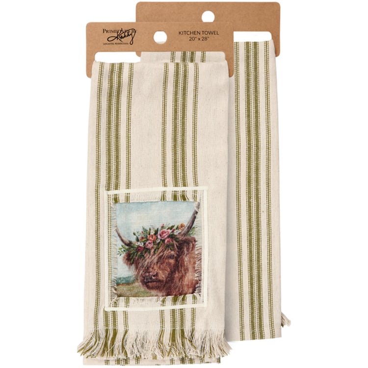 primitives by kathy Floral Highland Kitchen Towel