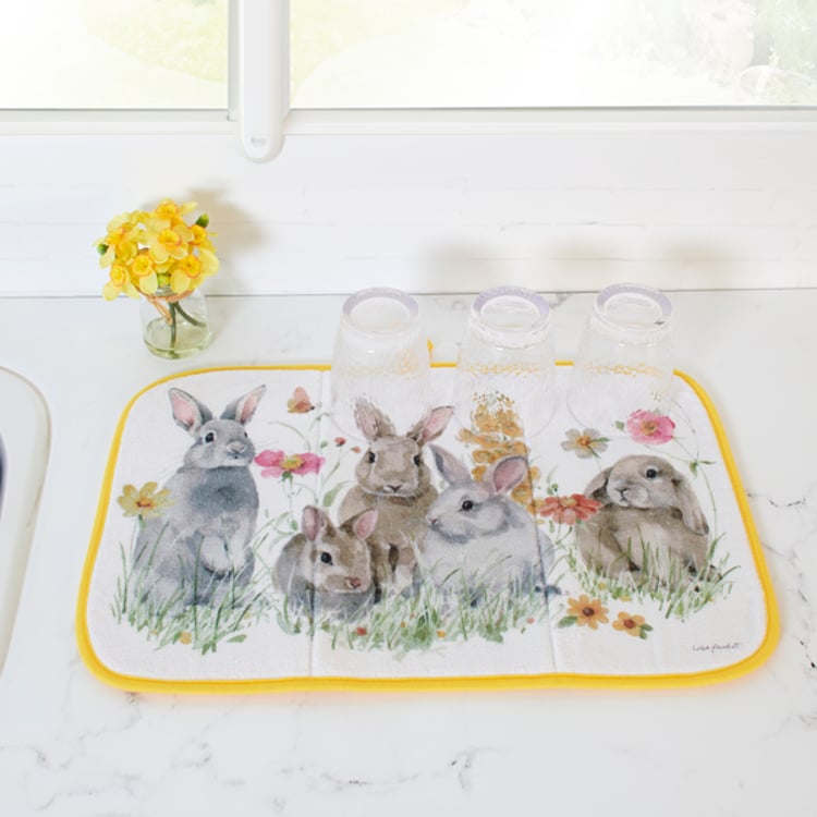 Primitives By Kathy Flower Bunny Drying Mat
