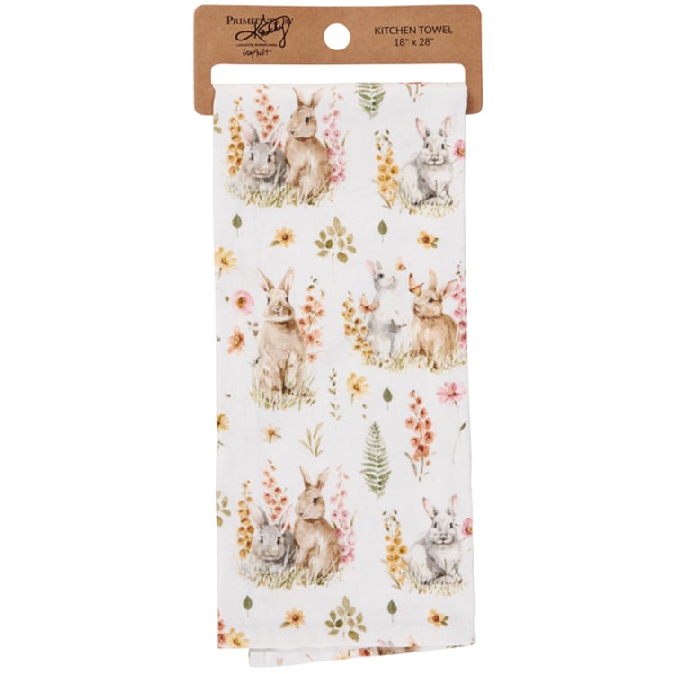 Primitives By Kathy Flower Bunny Kitchen Towel