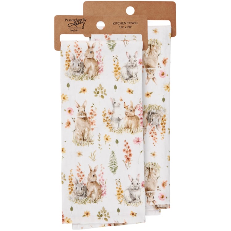 primitives by kathy Flower Bunny Kitchen Towel