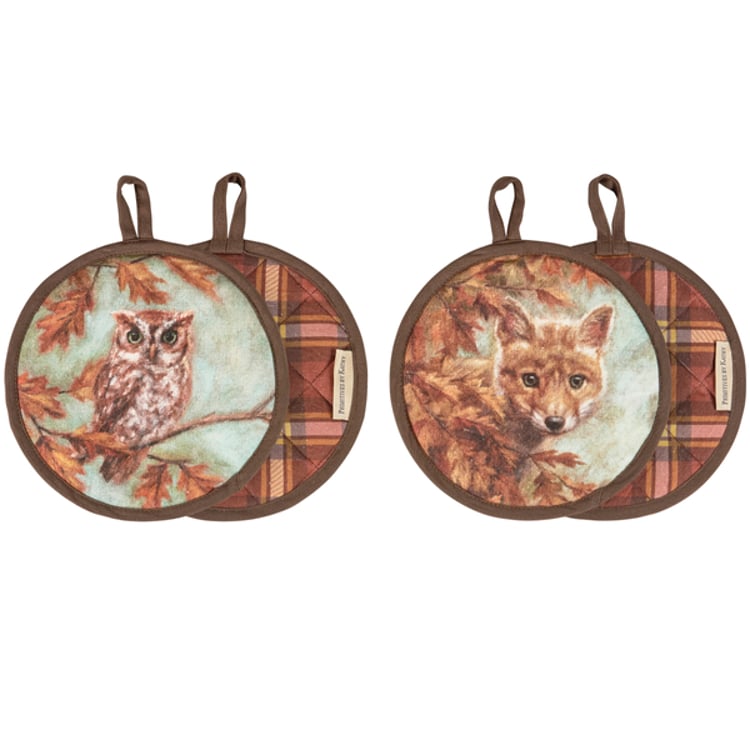 primitives by kathy Fox And Owl Hot Pad Set