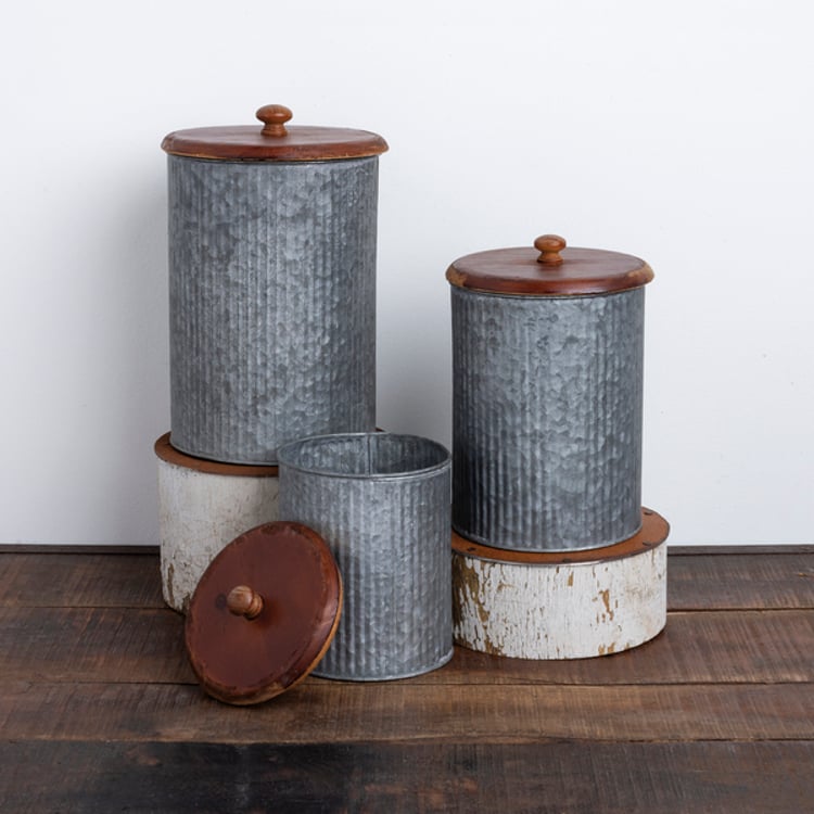 Primitives By Kathy Galvanized Canister Set