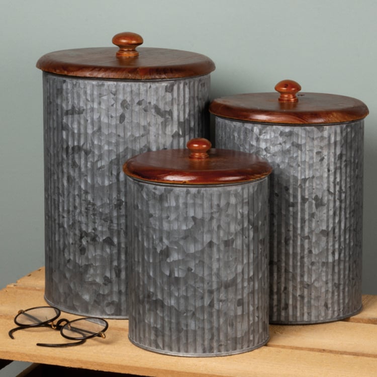 Primitives By Kathy Galvanized Canister Set
