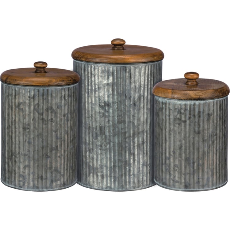 primitives by kathy Galvanized Canister Set