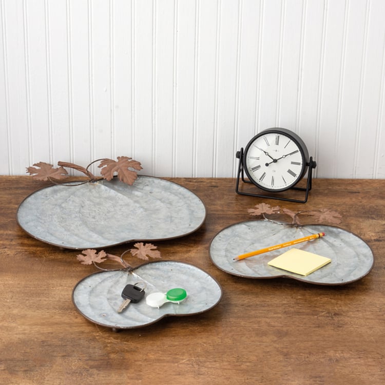Primitives By Kathy Galvanized Pumpkins Tray Set