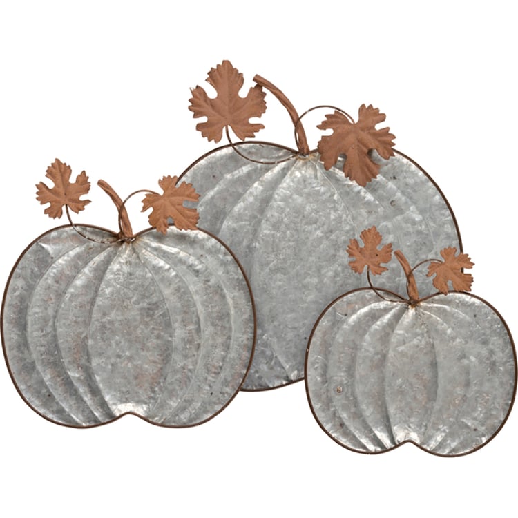 primitives by kathy Galvanized Pumpkins Tray Set
