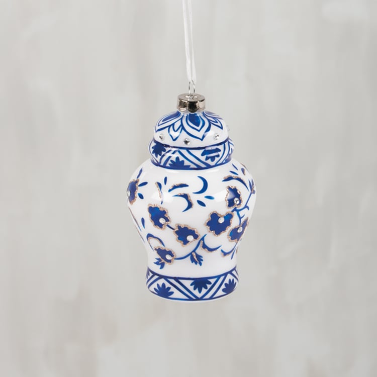 primitives by kathy Glass Indigo Urn Ornament