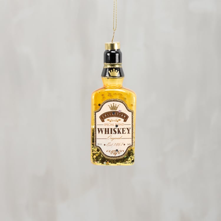 primitives by kathy Glass Whiskey Bottle Ornament