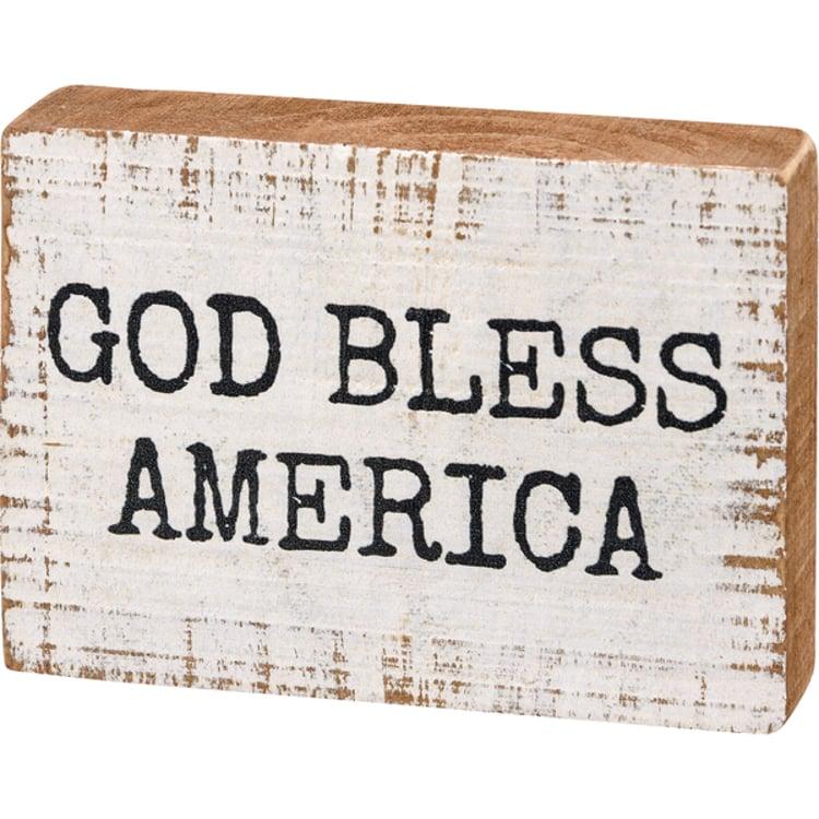 primitives by kathy God Bless America Block Sign