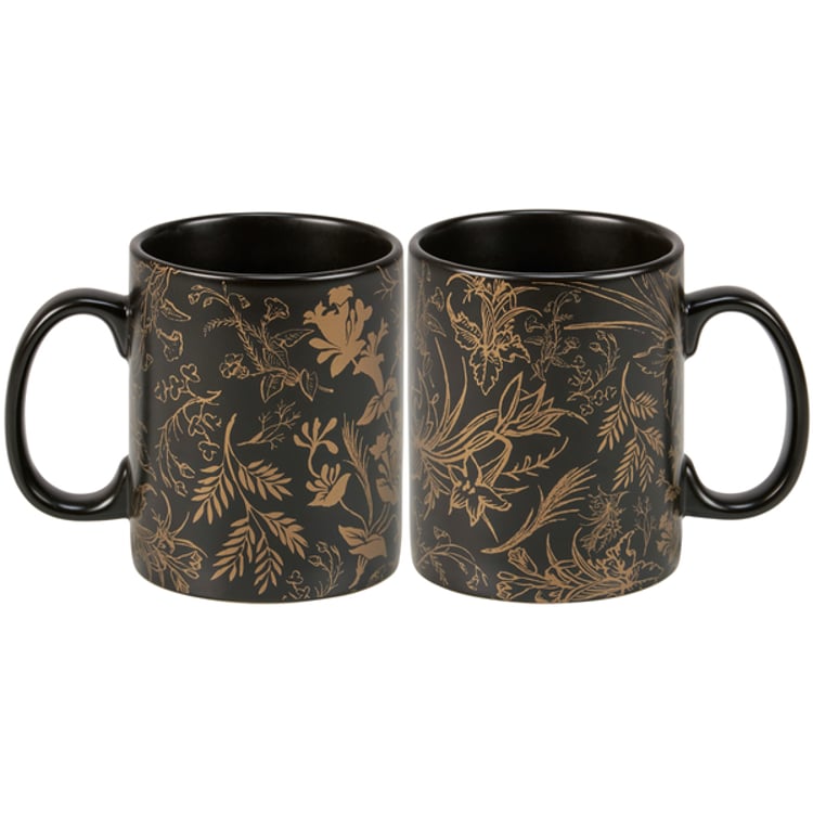 Primitives By Kathy Gold Floral Mug