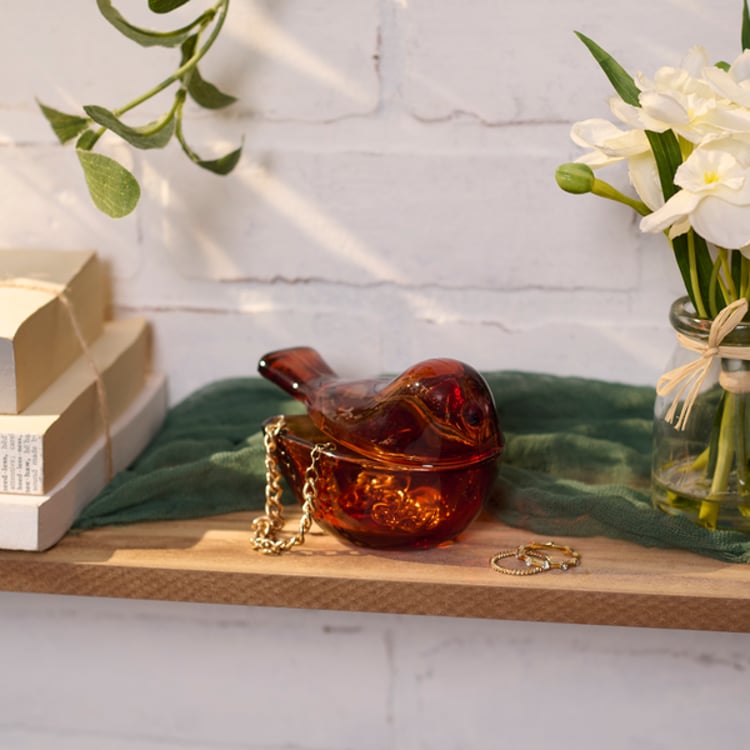 Primitives By Kathy Golden Bird Glass Jar