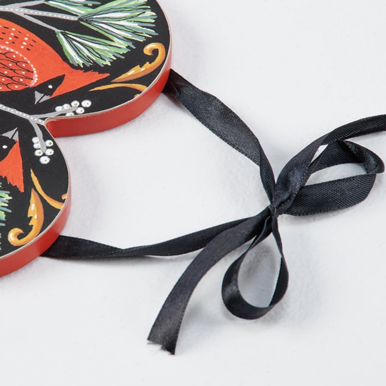 Primitives By Kathy Heart Cardinal Ornament