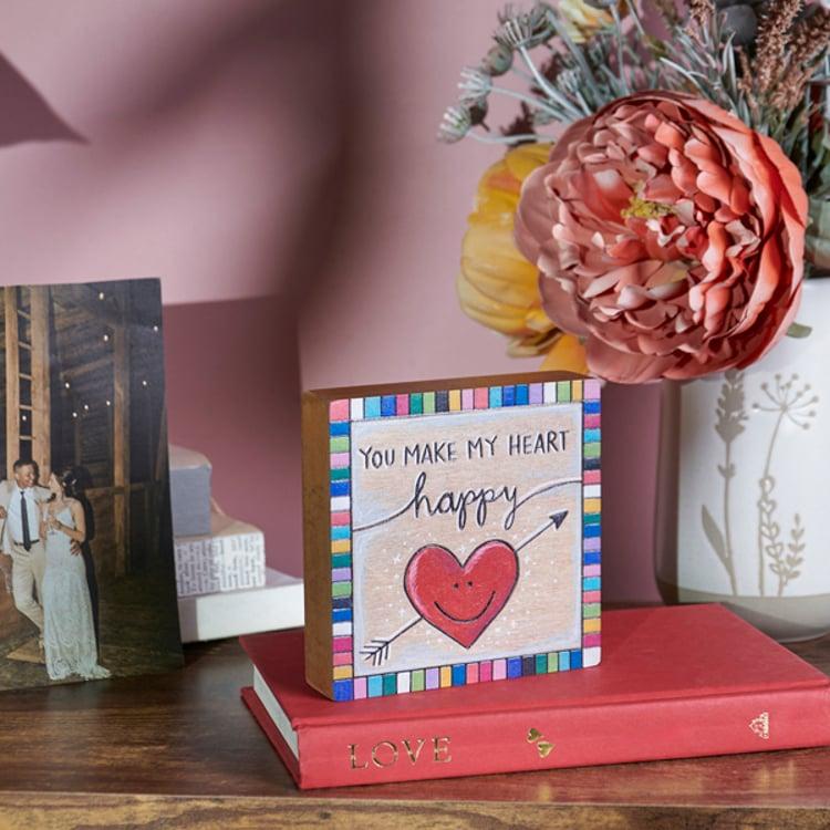 Primitives By Kathy Heart Happy Block Sign